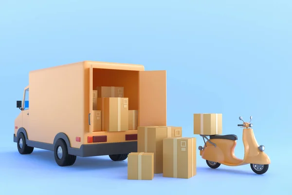 Commerce Concept Delivery Service Mobile Application Transportation Delivery Truck Illustration — Stok fotoğraf