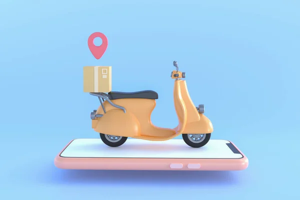 Commerce Concept Delivery Service Mobile Application Transportation Delivery Truck Illustration — Stockfoto