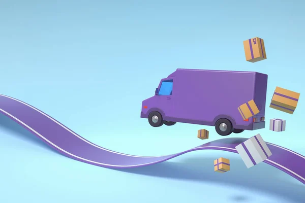 Commerce Concept Delivery Service Mobile Application Transportation Delivery Truck Illustration — Fotografia de Stock