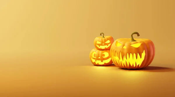 Three Halloween Jack Lantern Pumpkins Illustration Imágenes de stock libres de derechos