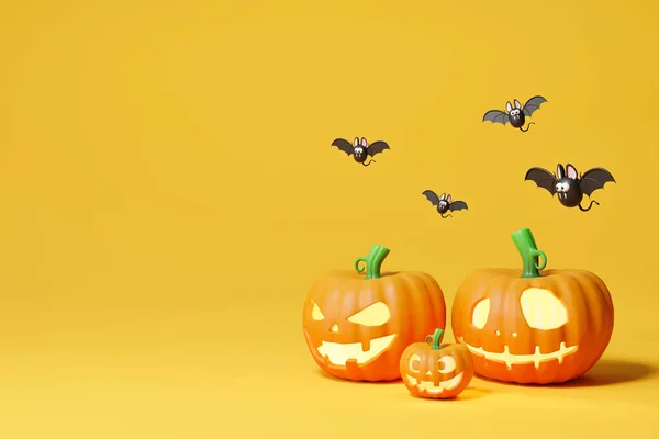 Three Halloween Jack Lantern Pumpkins Illustration — Stockfoto