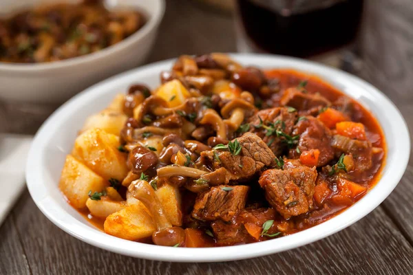 Hot Stew Mushrooms Potatoes — Stock Photo, Image