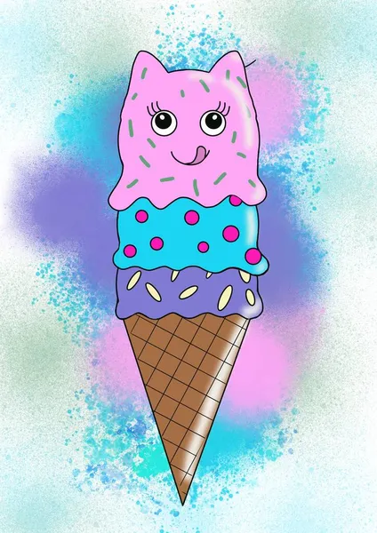 Иллюстрация мороженого, цвет рисования детей — стоковое фото