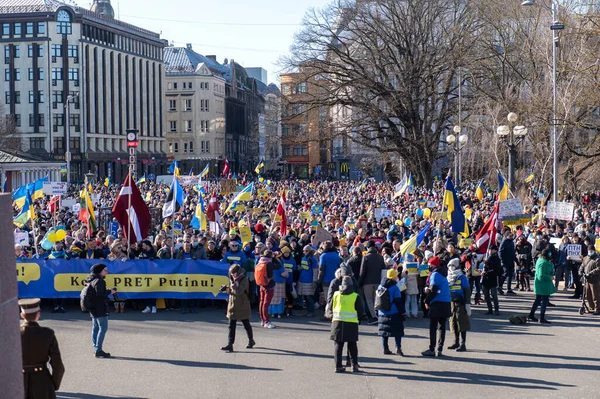 Рига Латвія Березня 2022 Протест Проти Війни Україні Російському Вторгненні — стокове фото