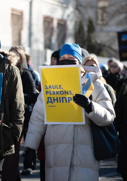 Рига Латвія Березня 2022 Протест Проти Війни Україні Російському Вторгненні — стокове фото