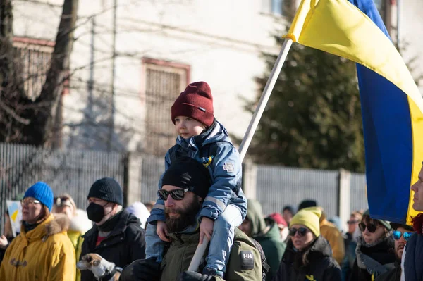 Рига Латвія Березня 2022 Протест Проти Війни Україні Російському Вторгненні — стокове фото