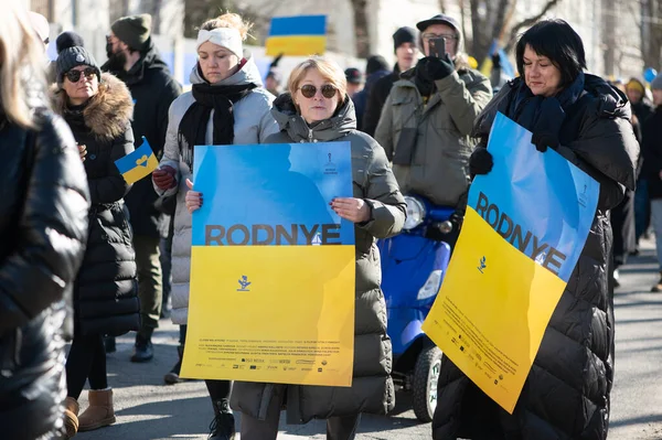 Riga Lettonia Marzo 2022 Protesta Contro Guerra Ucraina Invasione Della — Foto Stock