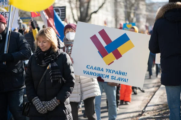 Рига Латвія Березня 2022 Протест Проти Війни Україні Російському Вторгненні — стокове фото