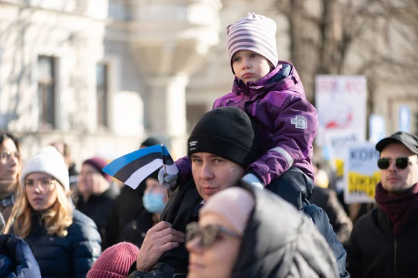 Рига Латвія Березня 2022 Протест Проти Війни Україні Російському Вторгненні — стокове фото