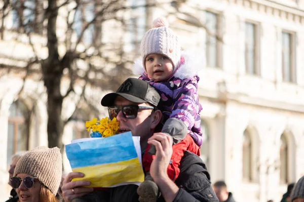 Рига Латвія Березня 2022 Протест Проти Війни Україні Російському Вторгненні — стокове фото