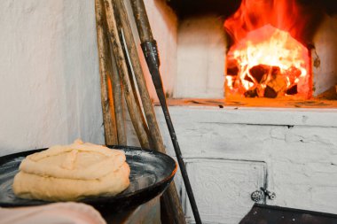 Rus fırınında Paskalya pastası. Rus Paskalyası. Ulusal Mutfak.