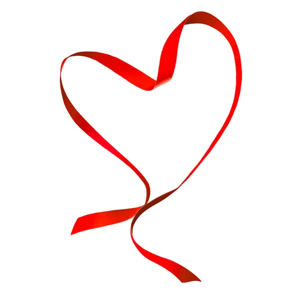 Handbemalte Rote Schleife Herzform Auf Weißem Hintergrund — Stockvektor