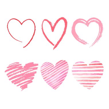 Sevgililer Günü için el çizilmiş kalpler.