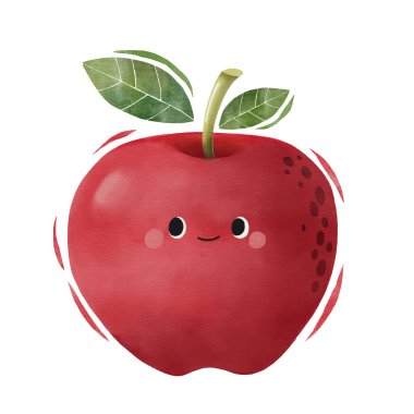 Tatlı elma suluboya çizgi film karakteri.