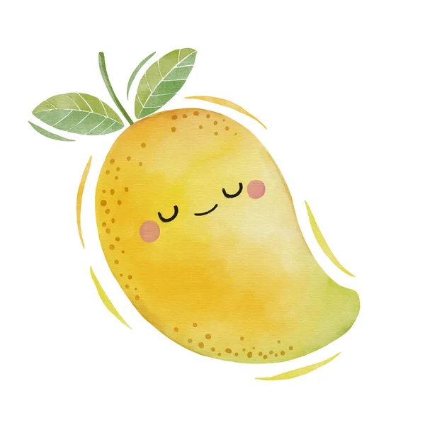 Acuarela Lindo Personaje Dibujos Animados Mango — Archivo Imágenes Vectoriales