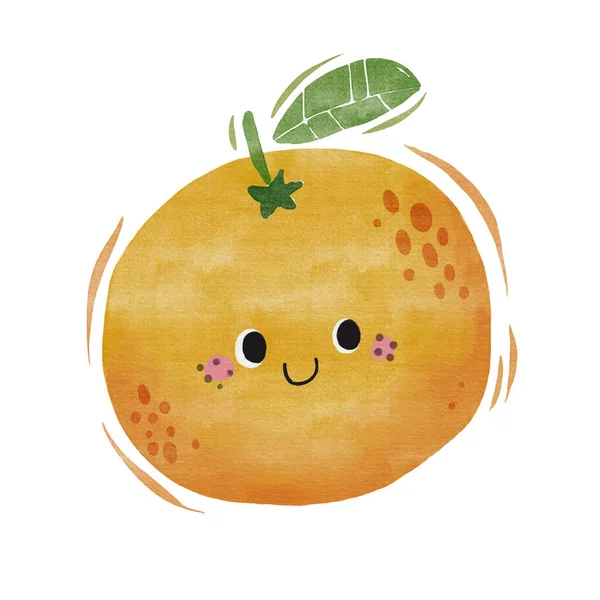 Watercolor Cute Orange Cartoon Character — Stock Vector