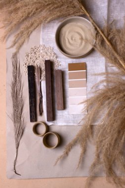 İç tasarım ve dekor için renk paleti ruh hali tahtası