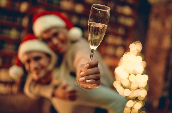 Blurred Image Romantic Couple Love Feeling Happiness Romance Spending Christmas — Fotografia de Stock