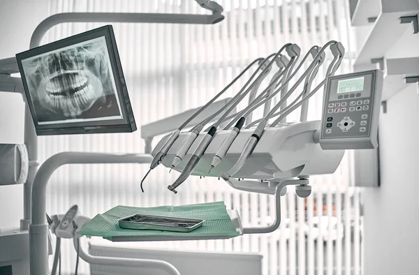 Instrumento Estomatológico Clínica Odontológica Trabalho Odontológico Clínica Operação Substituição Dentária — Fotografia de Stock