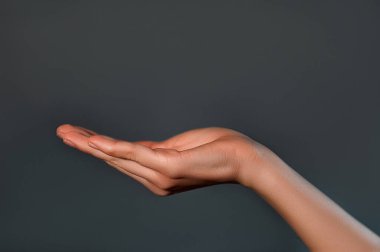 Güzel kadın elleri. Kadın eli kremi, losyon. Spa ve manikür konsepti. Yumuşak cilt, cilt bakımı. el bakımı.