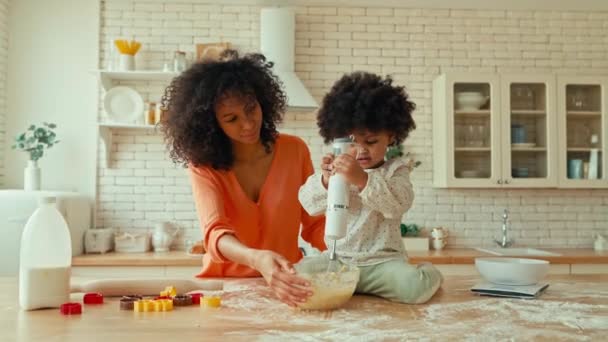 Femme Afro Américaine Avec Petite Fille Aux Cheveux Bouclés Moelleux — Video