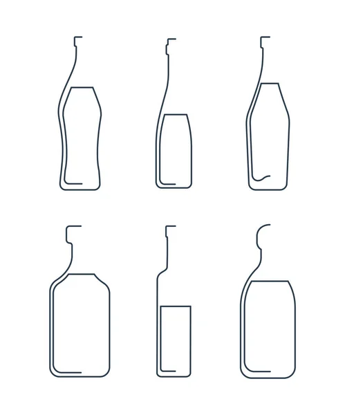 Bouteille Ligne Continue Vermouth Vin Martini Rhum Vodka Liqueur Style — Image vectorielle