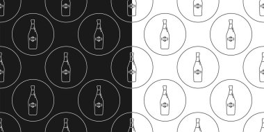 Düz stil ince çizgiler halinde iki adet kusursuz martini kalıbı. Arka planda daire şeklinde. Duvar kağıdı desenli içecekleri tekrar et. Restoran için siyah beyaz şablon.