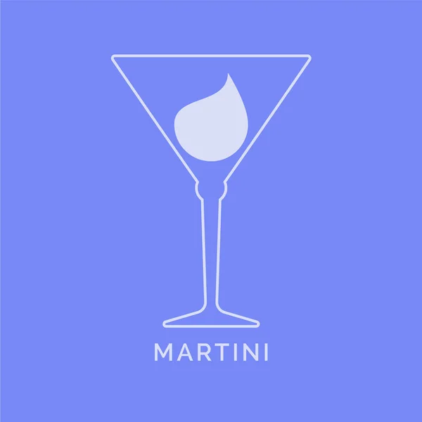 Martini Vidro Com Uma Gota Bebida Dentro Contorno Arte Linha — Vetor de Stock