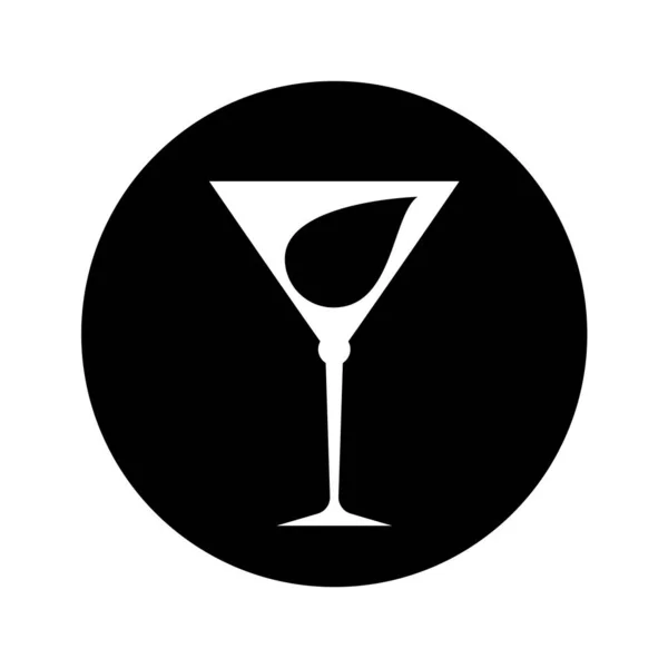 Bicchiere Martini Illustrazione Piatta Con Vino Goccia Silhouette Oggetto Isolato — Vettoriale Stock