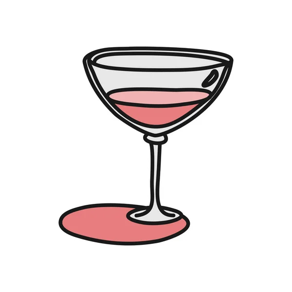 Vermouth Glas Kontur Ikon Vit Bakgrund Färgad Tecknad Skiss Grafisk — Stock vektor