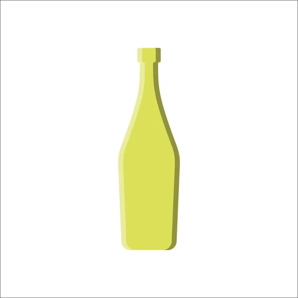口の中のボトル パーティーやお祝いのためのアルコール飲料 影と光で隔離されたシンプルな形状 白を基調としたカラーイラスト 任意の目的のためのフラットデザインスタイル — ストックベクタ