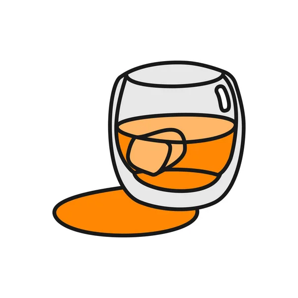 Whisky Glas Kontur Ikon Vit Bakgrund Färgad Tecknad Skiss Grafisk — Stock vektor
