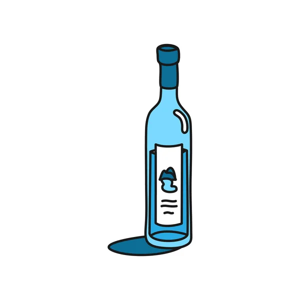Vodka Icono Del Contorno Botella Vidrio Sobre Fondo Blanco Dibujo — Vector de stock