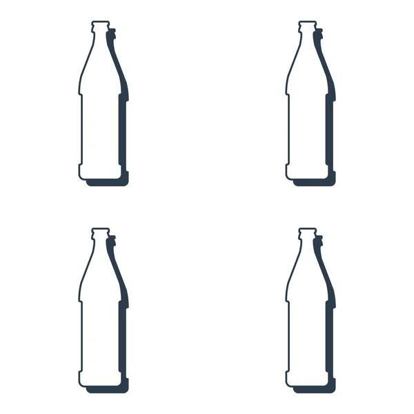Butelki Piwie Bez Szwu Linia Artystyczna Zarys Obrazu Czarno Biały — Wektor stockowy
