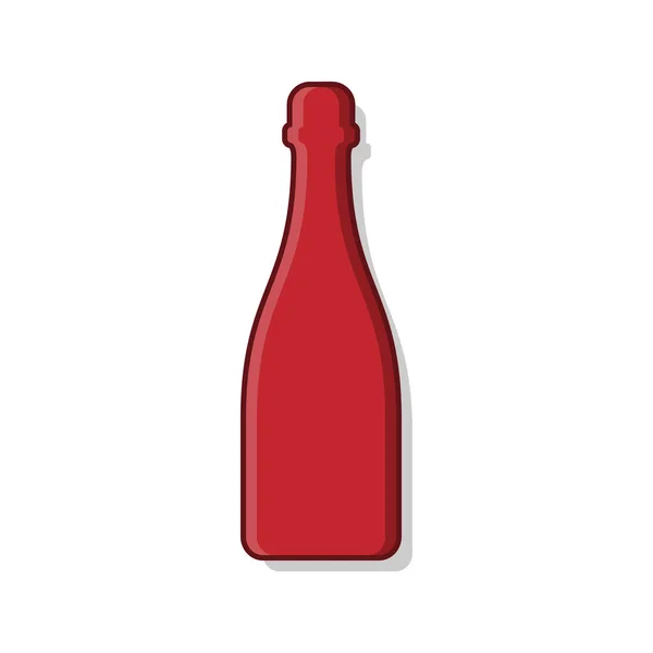 Red Wine Bottle Alcoholic Drink Parties Celebrations Simple Shape Isolated — Stock vektor