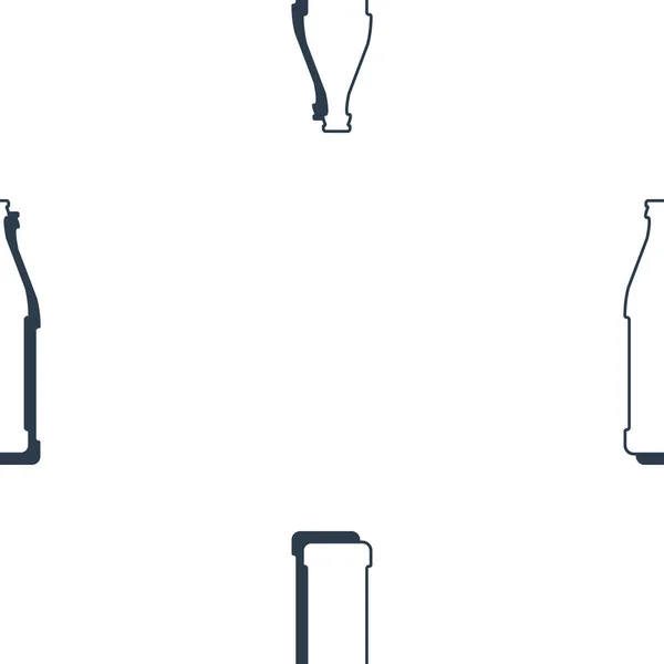 Botellas Cerveza Patrón Sin Costura Estilo Línea Arte Esquema Imagen — Archivo Imágenes Vectoriales