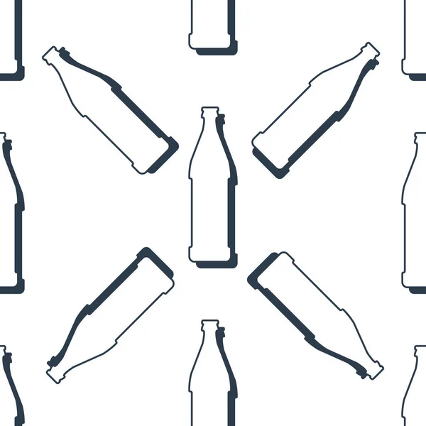Botellas Cerveza Patrón Sin Costura Estilo Línea Arte Esquema Imagen — Archivo Imágenes Vectoriales