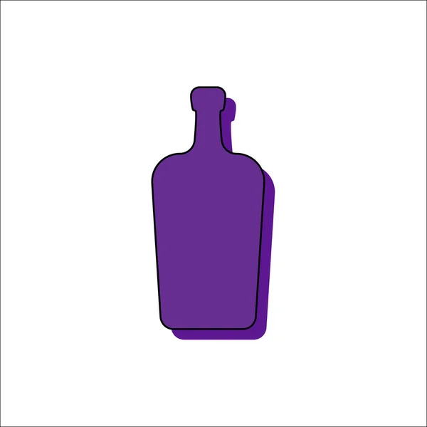 Liquor Bottle Alcoholic Drink Parties Celebrations Simple Shape Isolated Contour — Vetor de Stock