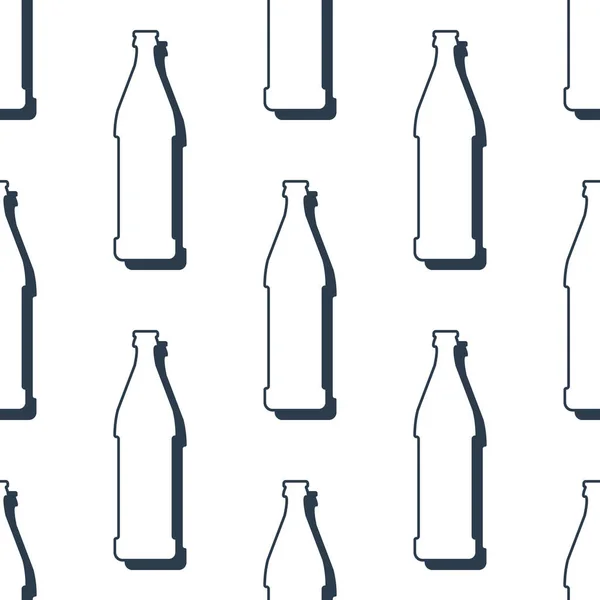 Pivní Láhve Bezešvé Vzor Styl Čáry Obrys Obrázku Šablona Opakování — Stockový vektor