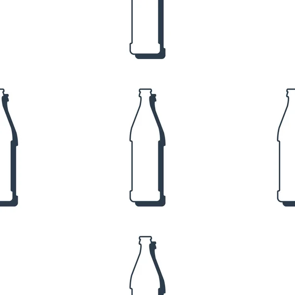 Пивные Бутылки Бесшовный Рисунок Линейный Стиль Контур Изображения Черно Белый — стоковый вектор