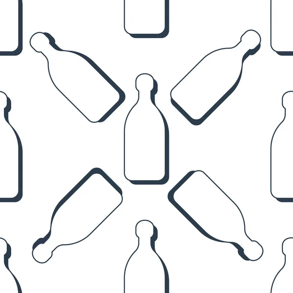 龙舌兰酒瓶无缝图案 线条艺术风格 轮廓图像 黑白重复模板 派对酒水的概念关于白色背景的说明 任何目的的平面设计风格 — 图库矢量图片