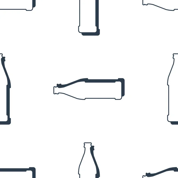 Botellas Cerveza Patrón Sin Costura Estilo Línea Arte Esquema Imagen — Vector de stock