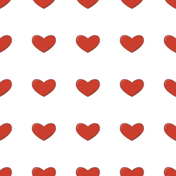 Линия Искусства Безшипный Узор Виде Красного Сердца Белом Фоне Романтическая — стоковый вектор