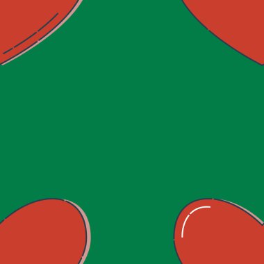 Yeşil zemin üzerinde kırmızı kalp şeklinde hatları olmayan kusursuz bir desen. Romantik grafik doku. Tatil kutlaması konsepti. Dekoratif baskı. Geometrik parlak duvar kağıdı. Siyah çizgi