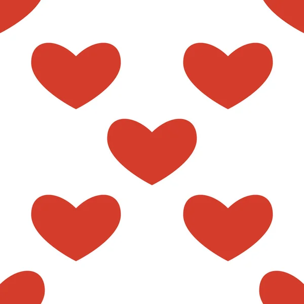 Sömlös Mönster Form Ett Rött Hjärta Vit Bakgrund Romantisk Grafisk — Stock vektor