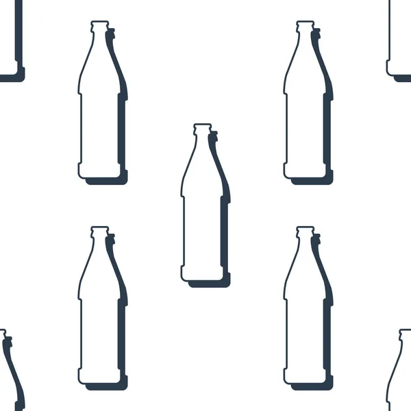 Botellas Cerveza Patrón Sin Costura Estilo Línea Arte Esquema Imagen — Vector de stock