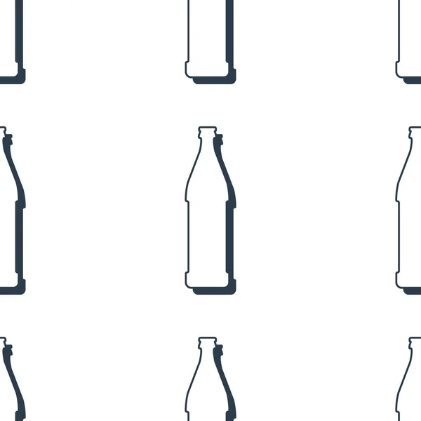 啤酒瓶子无缝图案 线条艺术风格 轮廓图像 黑白重复模板 派对酒水的概念关于白色背景的说明 任何目的的平面设计风格 — 图库矢量图片