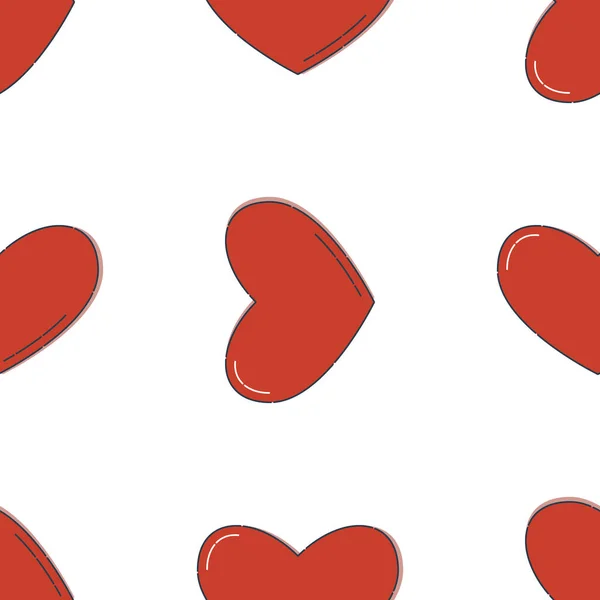 Γραμμή Τέχνη Απρόσκοπτη Μοτίβο Μορφή Μιας Κόκκινης Καρδιάς Λευκό Φόντο — Διανυσματικό Αρχείο
