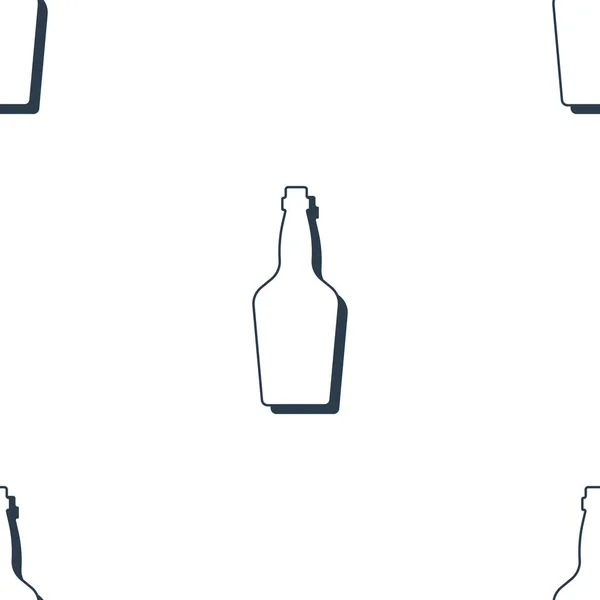 Whiskey Flaschen Nahtlose Muster Linienkunst Umrissbild Schwarz Weiße Wiederholungsschablone Party — Stockvektor