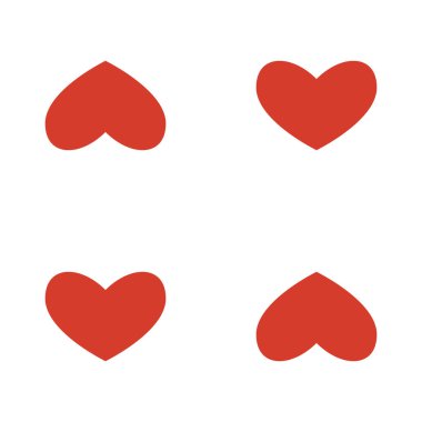 Beyaz arka planda kırmızı kalp şeklinde pürüzsüz bir desen. Romantik grafik doku. Tatil kutlaması konsepti. Dekoratif baskı. Geometrik parlak duvar kağıdı